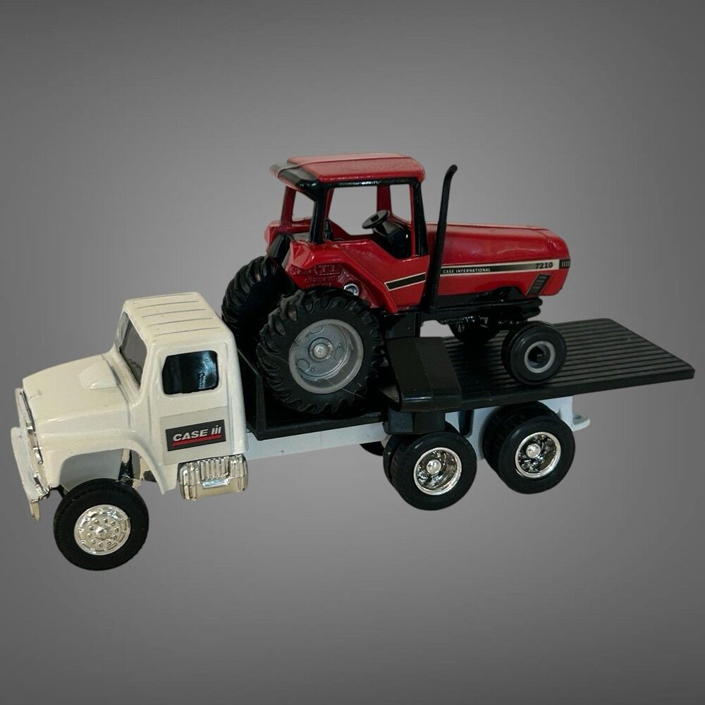 Vintage 1990 ERTL 1:64 Case Delivery Truck With Case IH 7210 Tractor Diecast Set